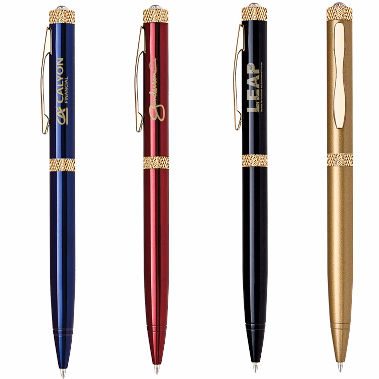 Diamond Crystal On Top Ballpoint Twist Brass Pen