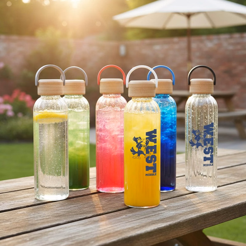 21oz. Carry Bamboo Lid Glass Bottle