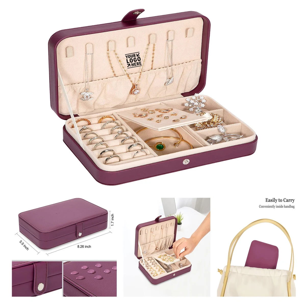 PU Leather Travel Jewelry Organizer Case 1