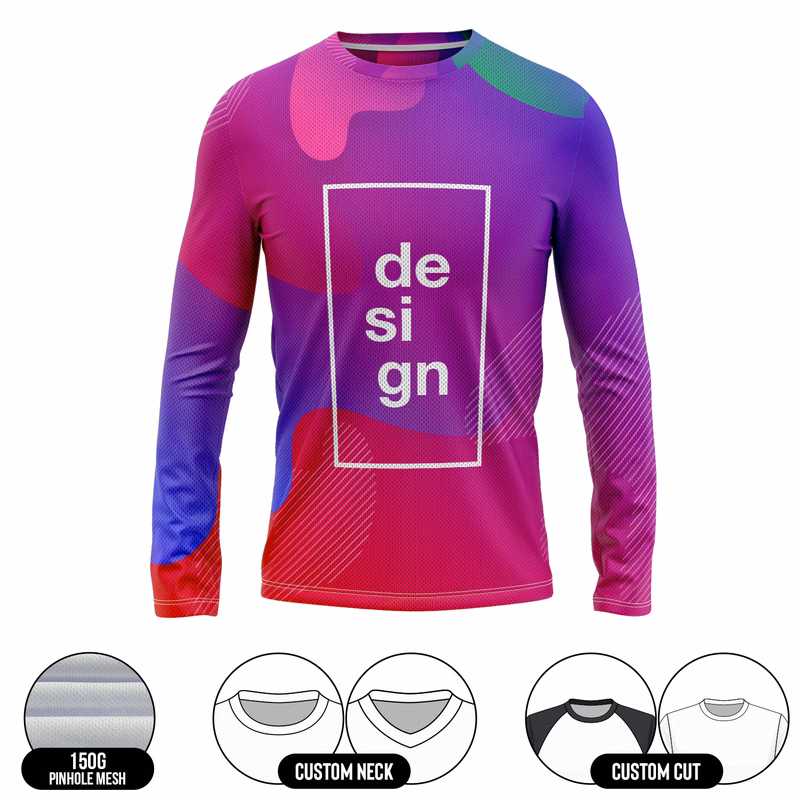Unisex Sublimation Performance Grade Long Sleeve T-Shirt - 150G Pinhole Fabric