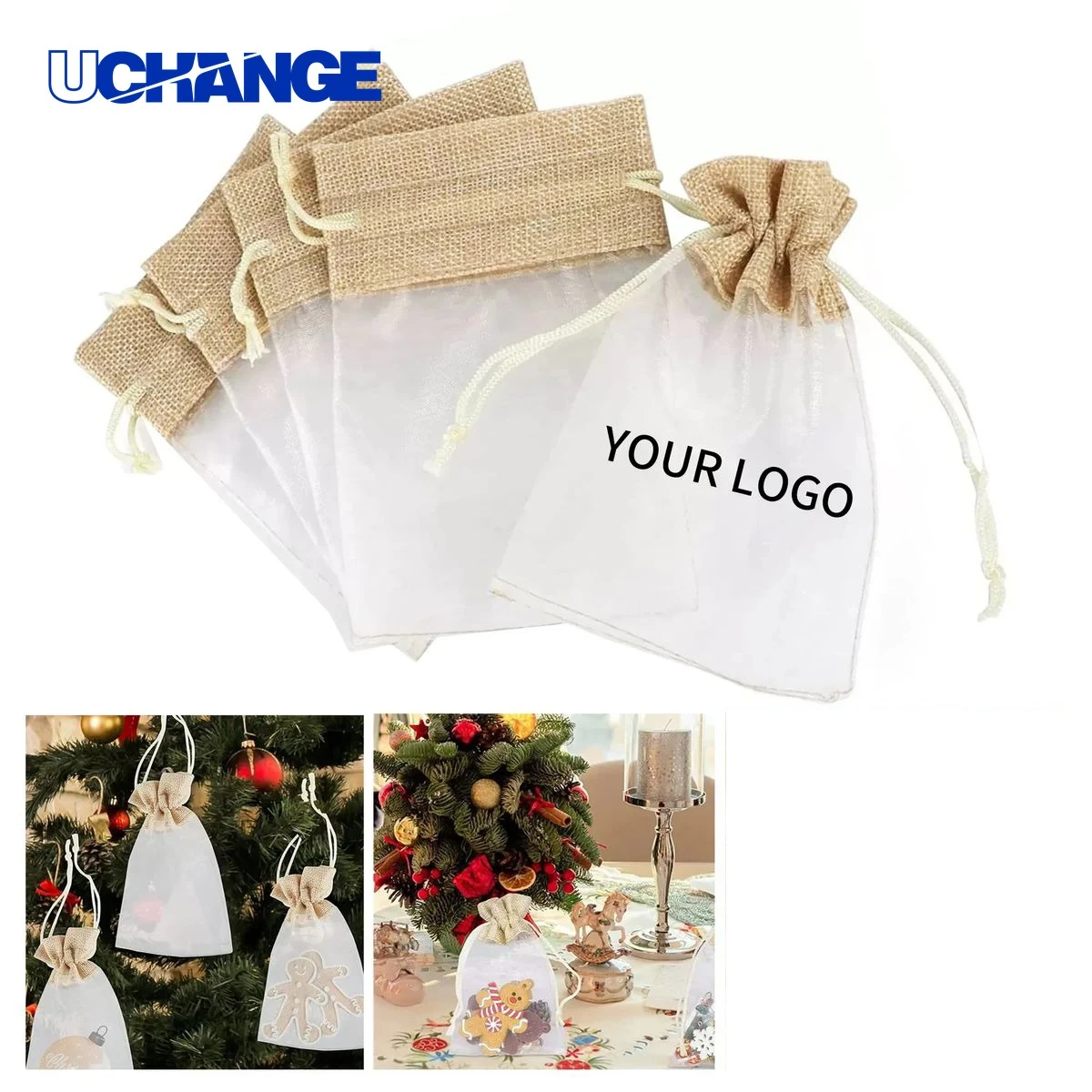 Reusable Linen Organza Gift Bags for Jewelry Set 1