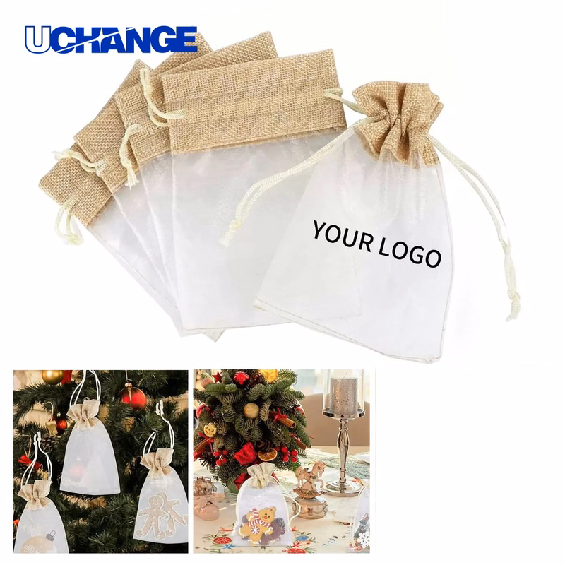 Reusable Linen Organza Gift Bags for Jewelry Set