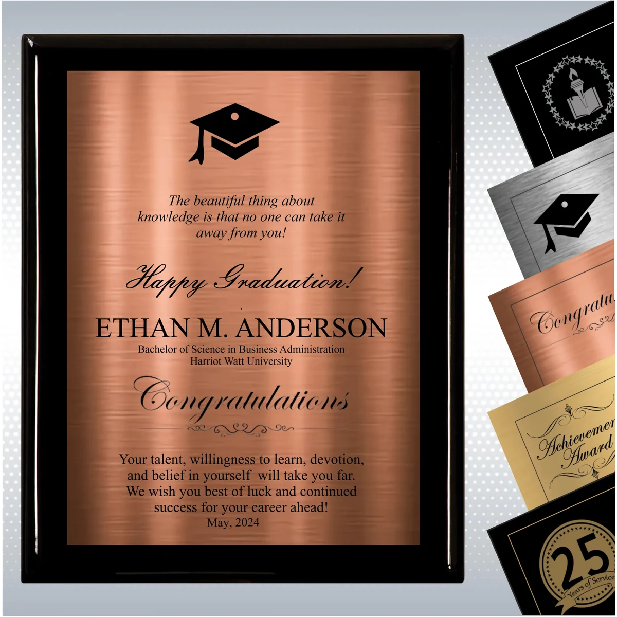 Black Piano Finish Wood Plaque Graduation Gift 1