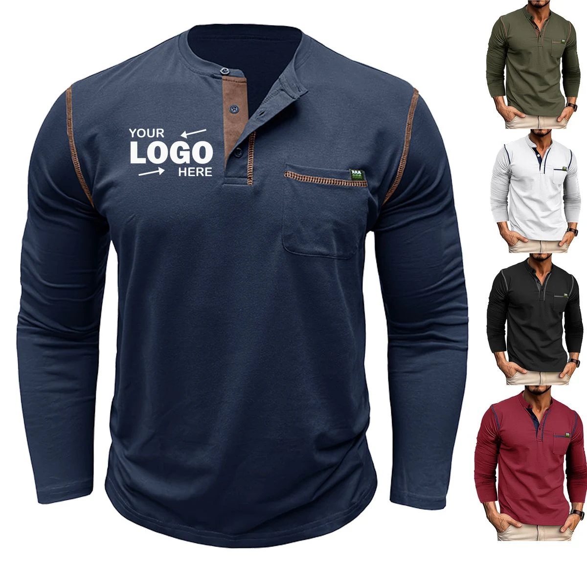 Polyester Unisex Button Placket Casual Pullover, custom hoodie or sweatshirt with logo imprint 1