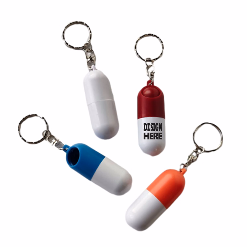 Capsule Pill Case With Keychain Clip