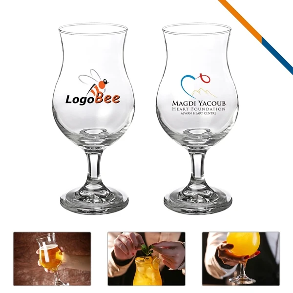 Custom 15 oz Hurricane Glass with Thick Stem & Base — Full-Color Bar & Restaurant 1