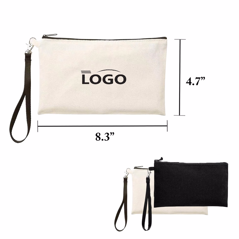 Canvas Zipper Pencil Case With Hook