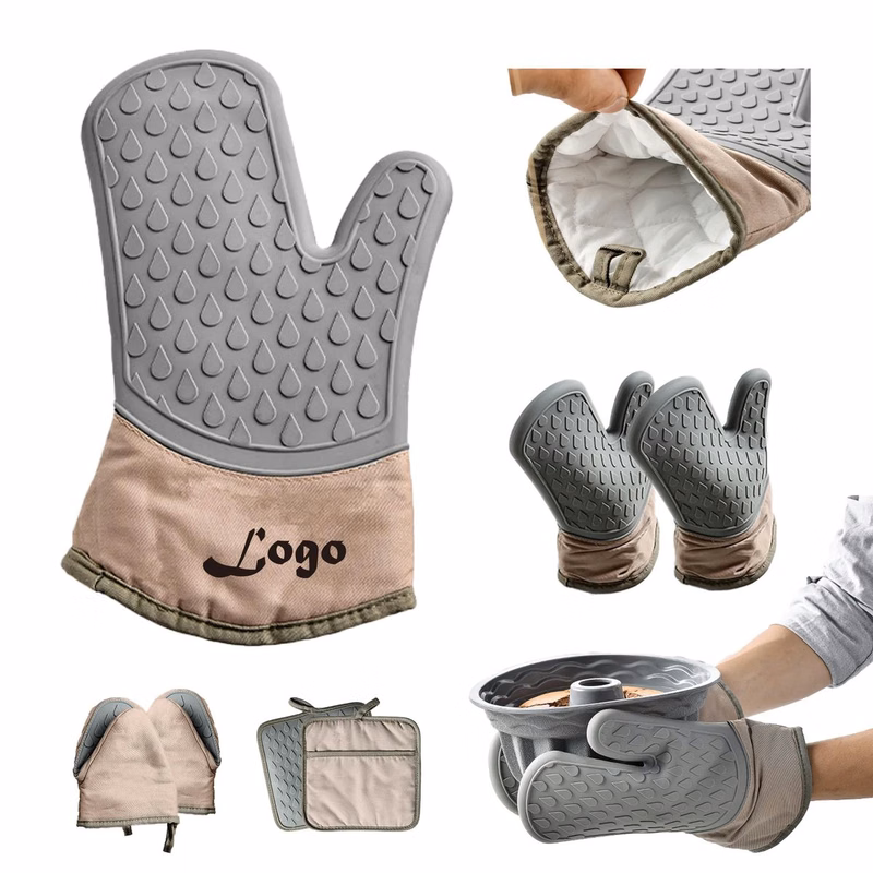 Grey Silicone Oven Mitt