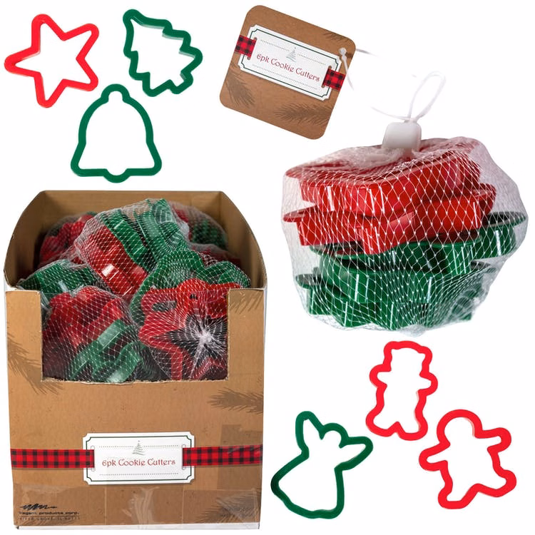 Christmas Cookie Cutters - 4 per Pack Red & Green
