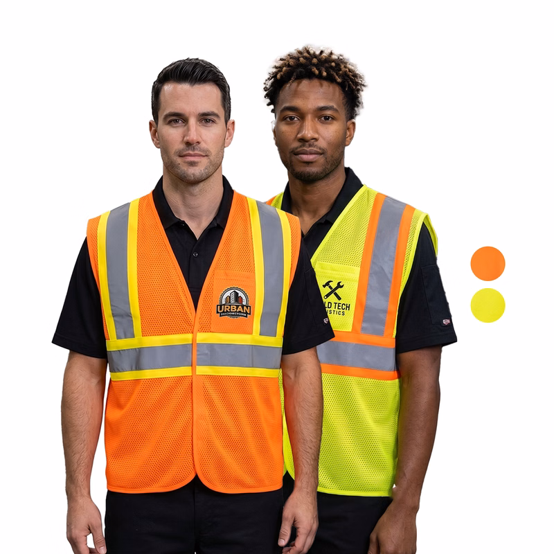 3.8 Oz. Polyester Class 2 Reflective Tape Safety Hook & Loop Vest With Pocket