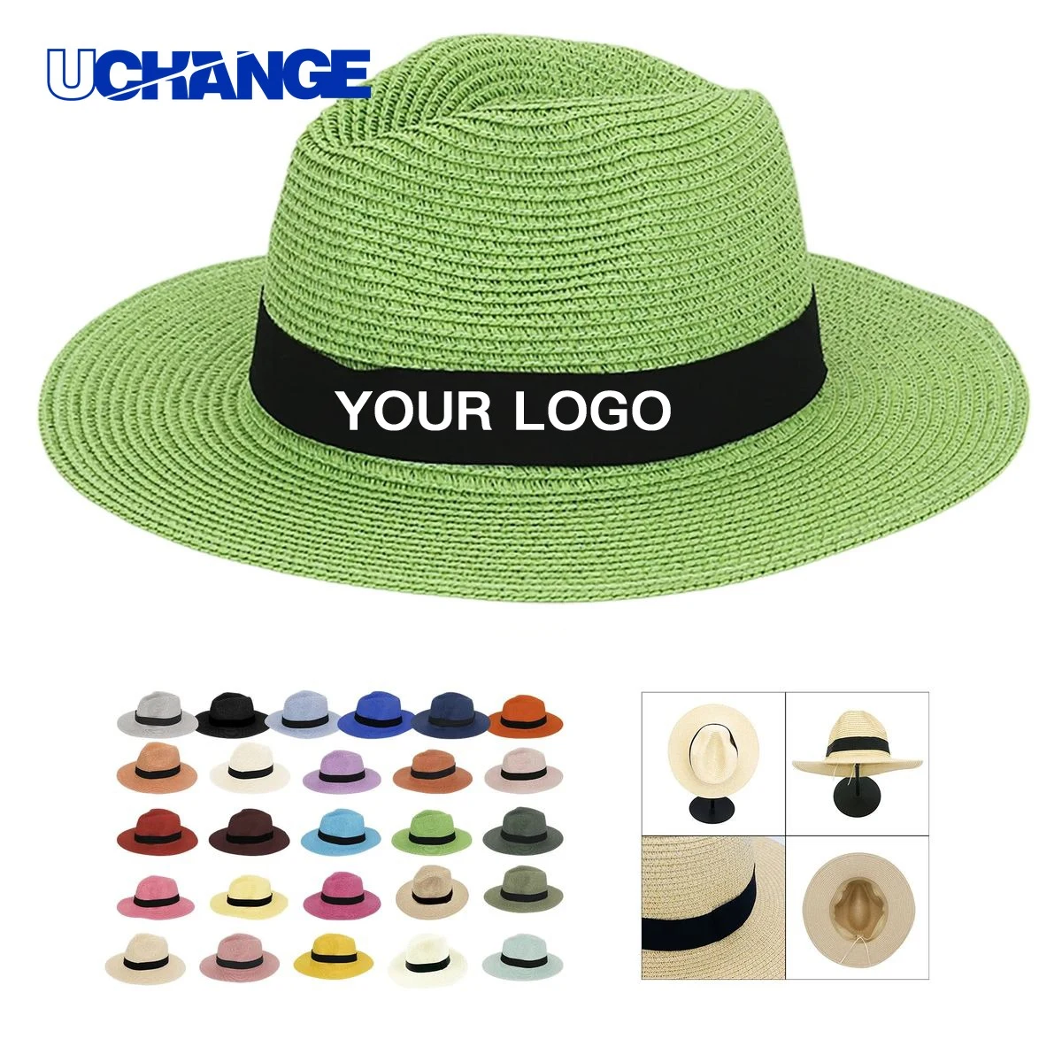 Wide Brim Woven Straw Hat Headwear for Outdoor Use 1