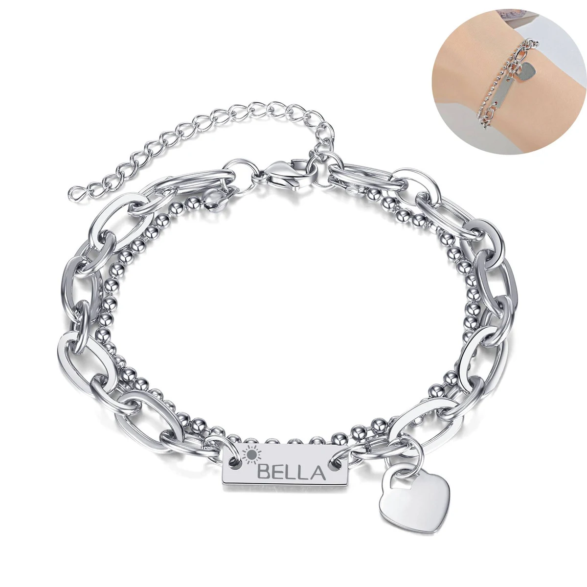 Double layered stainless steel square bracelet 1