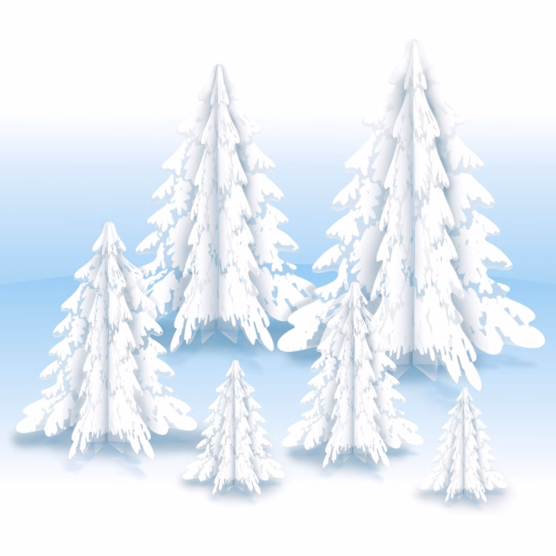 3-D Clear Plastic Winter PineTree Ctrpcs