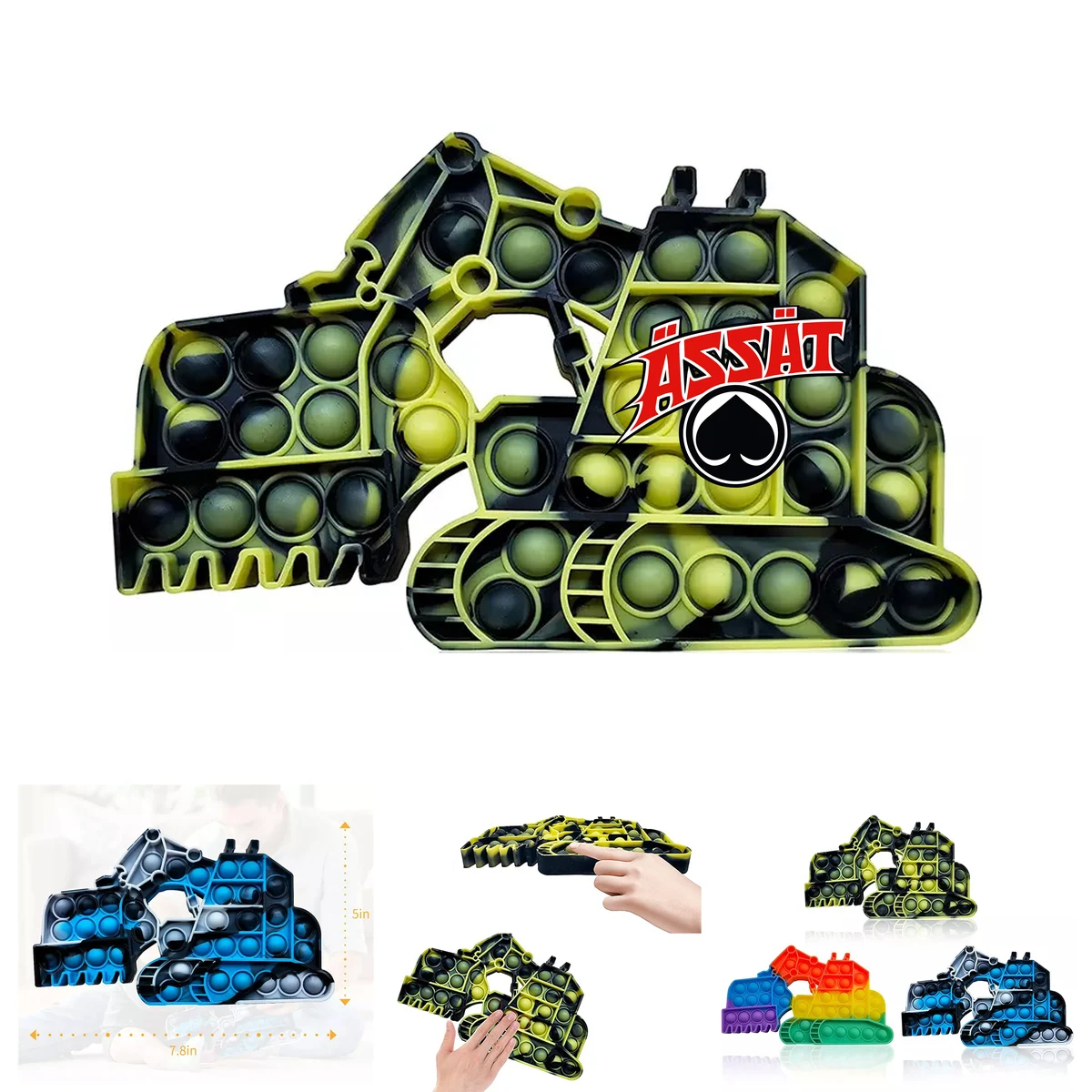 Pop It Fidget Toy - Excavator Shaped Full Color 1