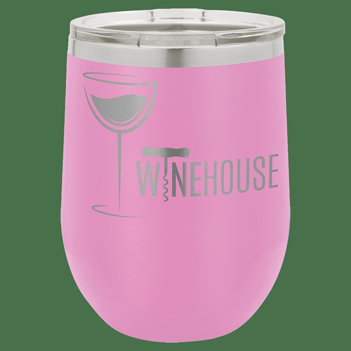 12 oz. Light Purple Laser Engraved Polar Camel Stemless Wine Tumbler w/Clear Lid 1