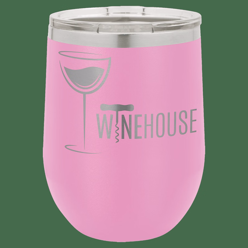 12 oz. Light Purple Laser Engraved Polar Camel Stemless Wine Tumbler w/Clear Lid