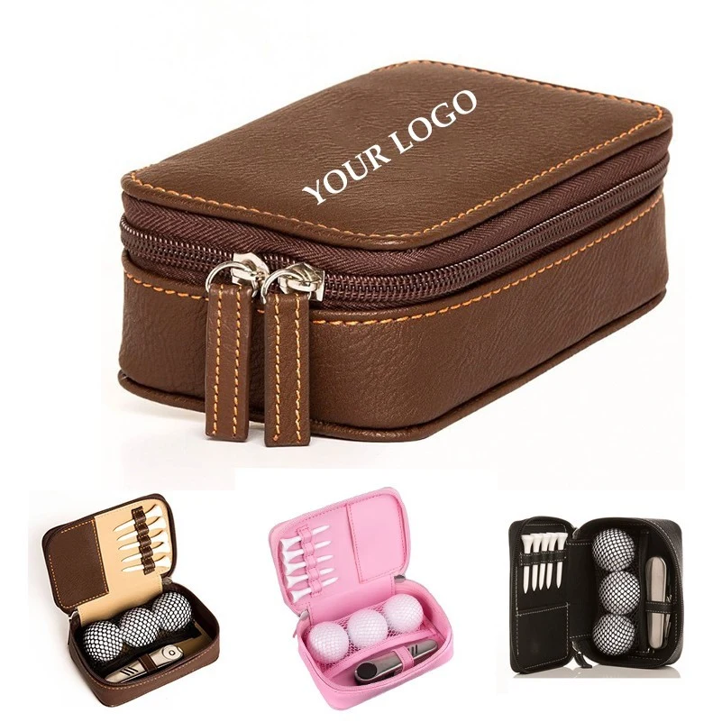 Mini Leather Golf Ball Case Pouch Organizer 1