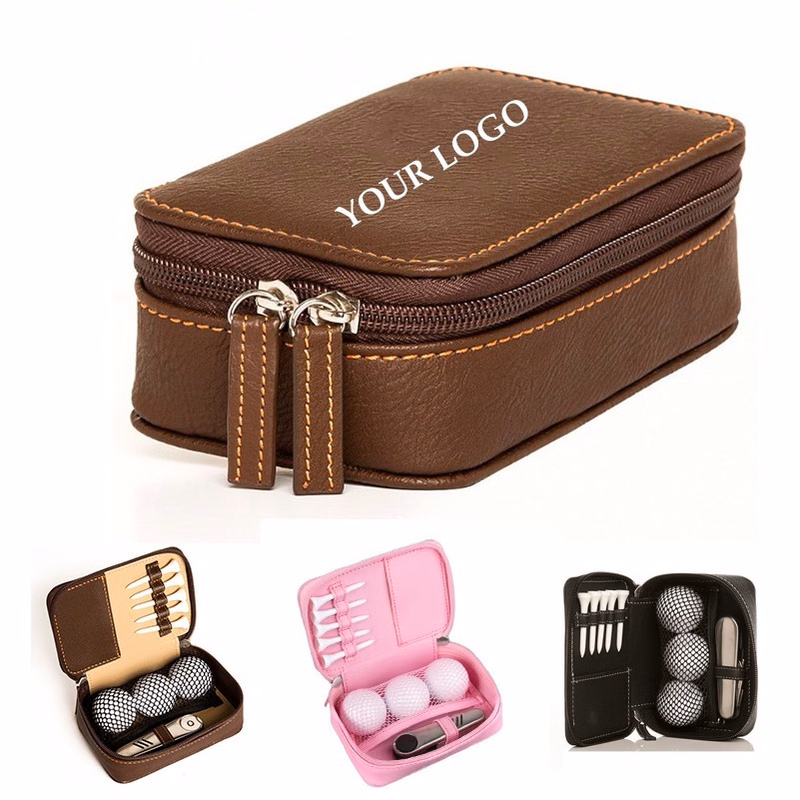 Mini Leather Golf Ball Case Pouch Organizer