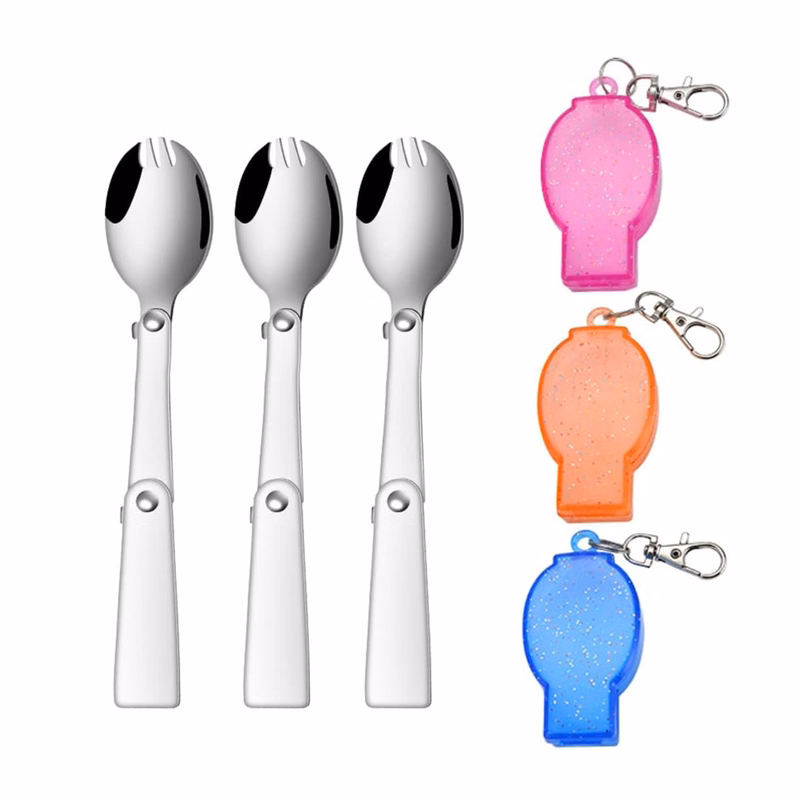 2 in 1 Folding Spork with Carrying Case and Keychain