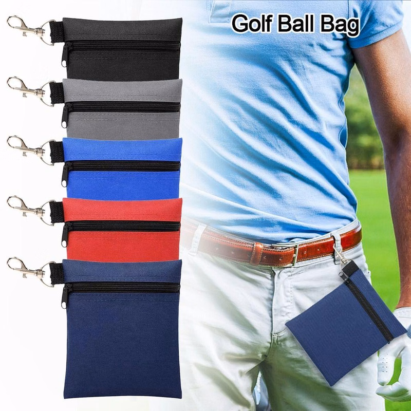 Golf Tee/Ball Pouch Bag with Metal Lobster Claw Clip