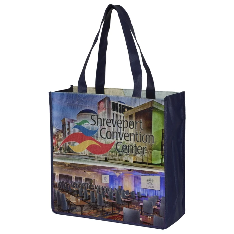 13"W x 13"H x 5"Gusset - "COLUMBUS" Full Color Import Air Ship Grocery Shopping Tote Bags 1