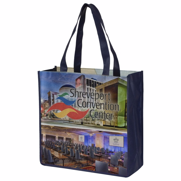 13"W x 13"H x 5"Gusset - "COLUMBUS" Full Color Import Air Ship Grocery Shopping Tote Bags