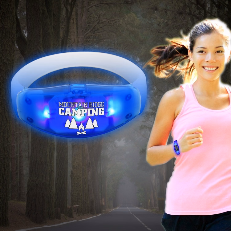 Sound Activated Blue LED Stretchy Bangle Bracelets(Pad Print)