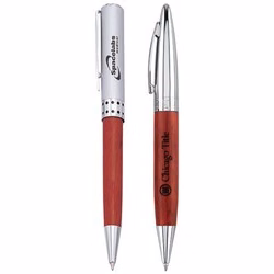 Maisie II Wood Ballpoint Satin/Shiny Chrome
