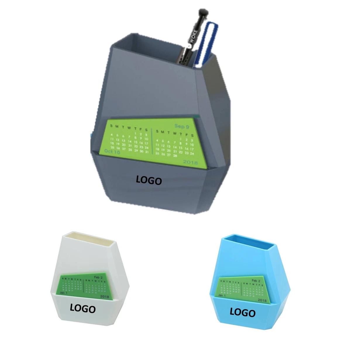 Office Use Irregular Shape Desk Calendar With Pen Holder 1
