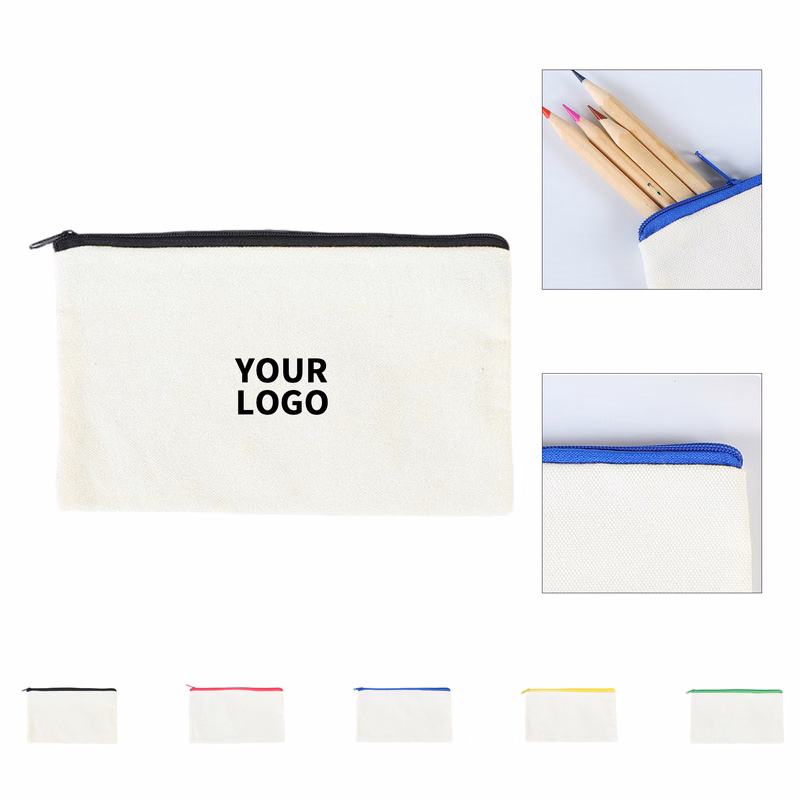 Canvas Zip Pouch For Writing Tool And Small Accessory