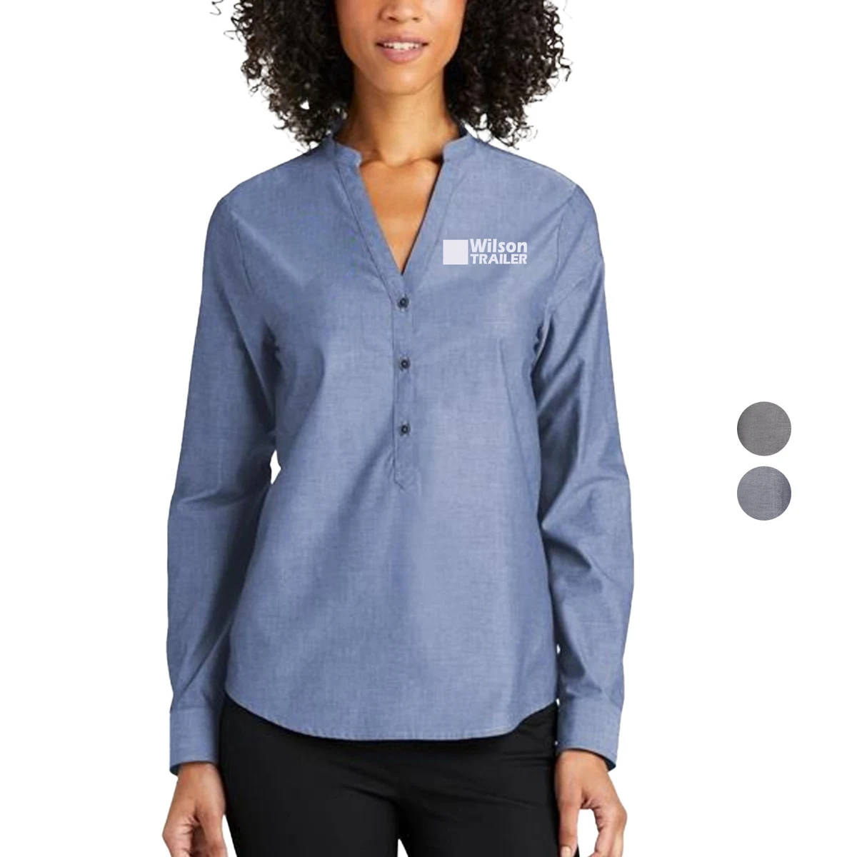 Port Authority Ladies Long Sleeve Chambray Easy Care Shirts 1