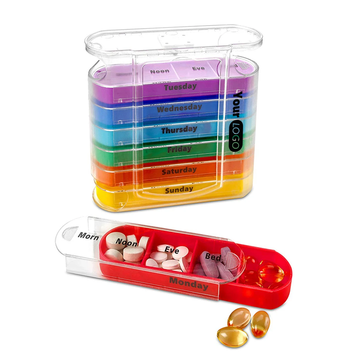 Pp Weekly Pill Box Dispenser With Removable Daily Compartments 1