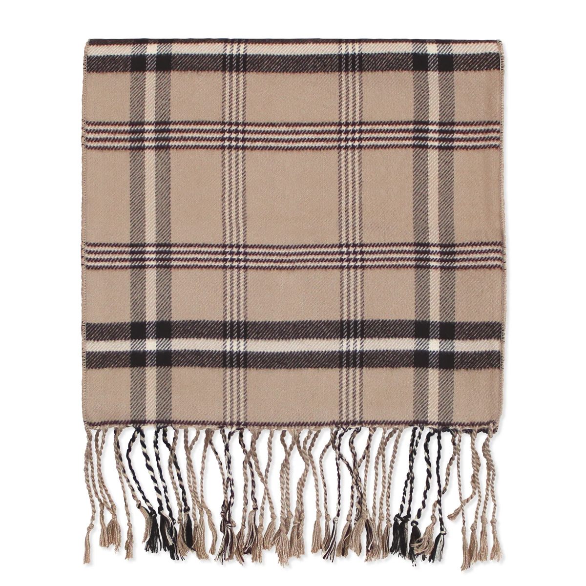 Brown/Tan Plaid Bamboo Scarf 1