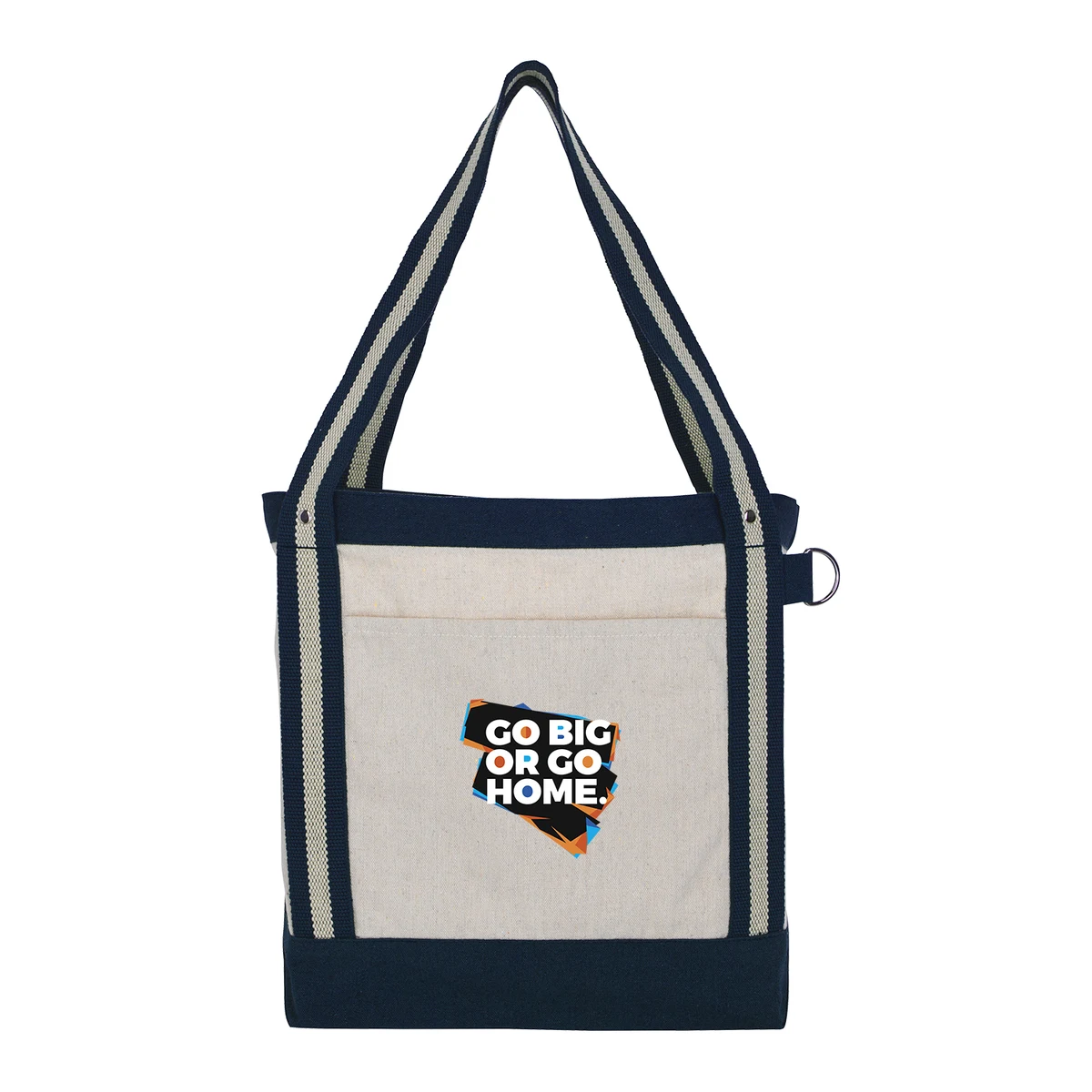 V Natural Striped Recycled Cotton Boat Bag 1