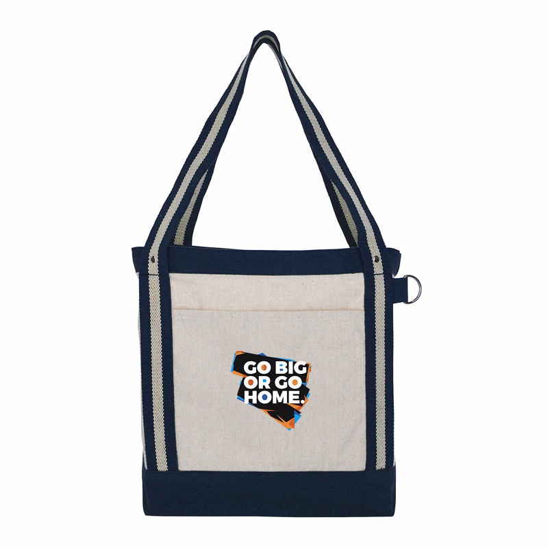 V Natural Striped Recycled Cotton Boat Bag