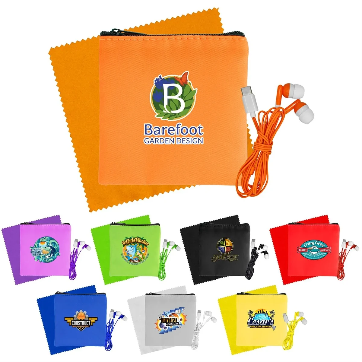 Colorful RPET Ear Bud & Cloth Set 1