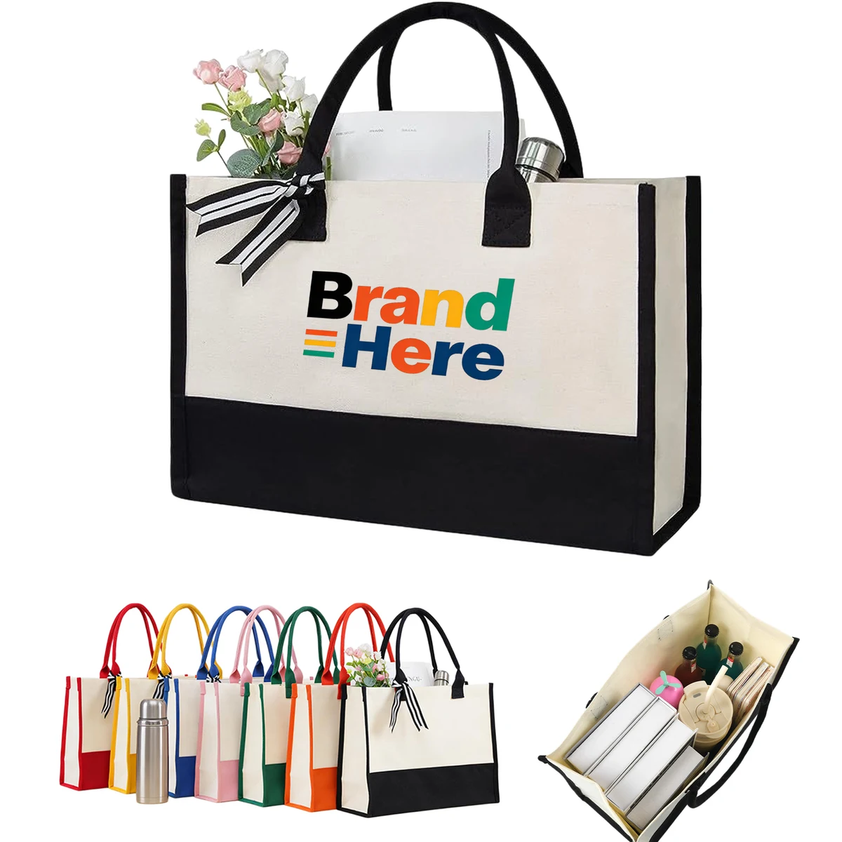 Bow Decor Canvas Tote 1