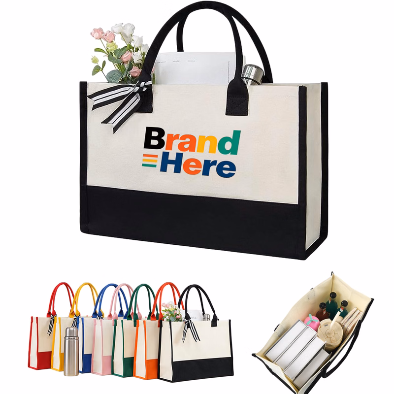 Bow Decor Canvas Tote