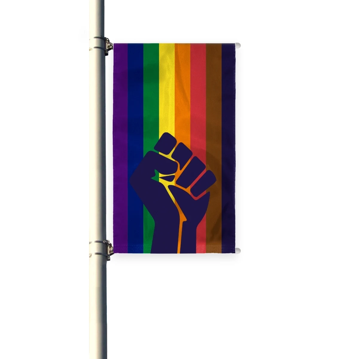 3'x8' POC with fist Pleated Light Post Banner 1