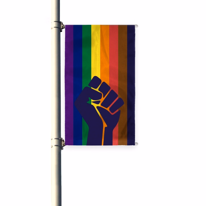 3'x8' POC with fist Pleated Light Post Banner
