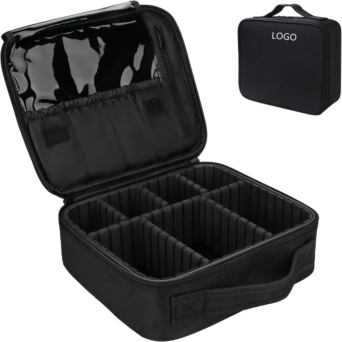 Travel Makeup Bag With Adjustable Dividers 1