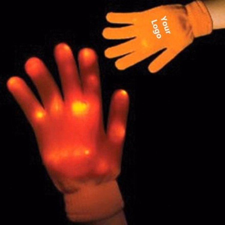 Light Up Gloves - Orange with Orange LEDs