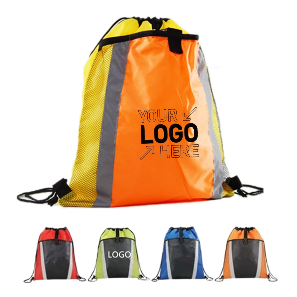 Mesh Pocket Drawstring Backpack shopping tote 1