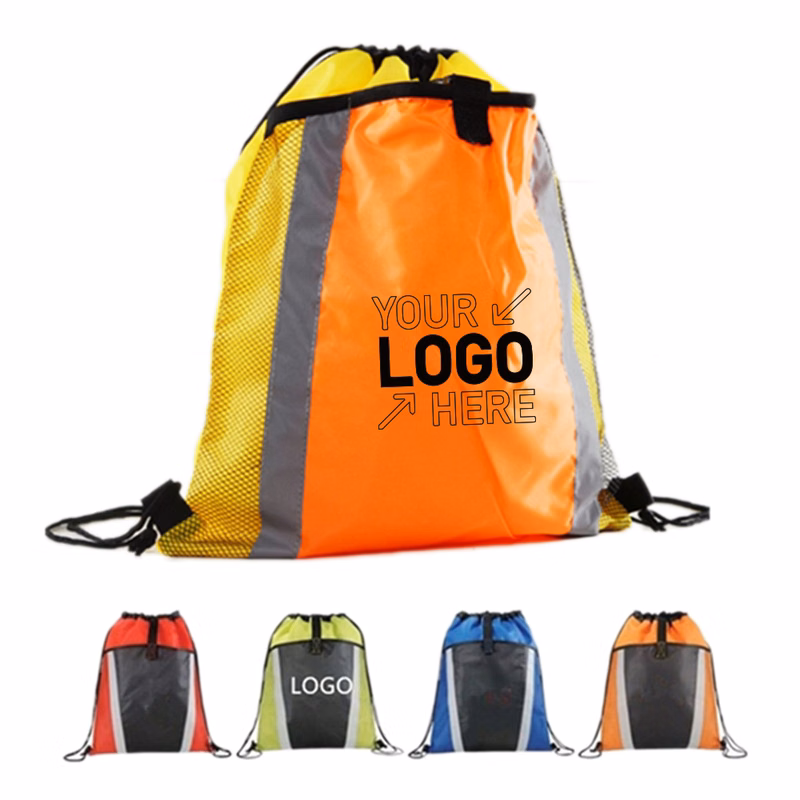 Mesh Pocket Drawstring Backpack shopping tote