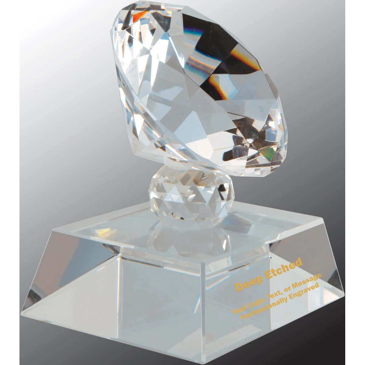 3 1/2" Crystal Diamond Award on Clear Pedestal Base 1