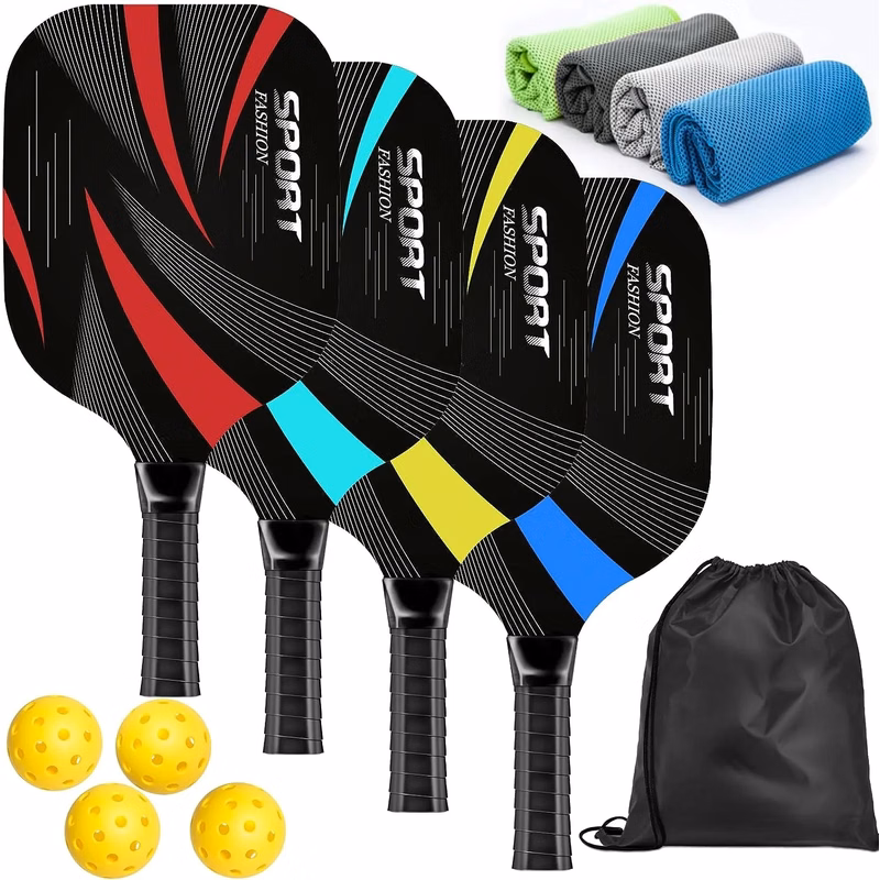 Wood Pickleball Paddles Set of 4