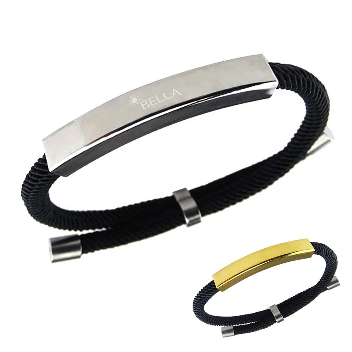 Stainless Steel Braided Cotton Rope Bracelet 1