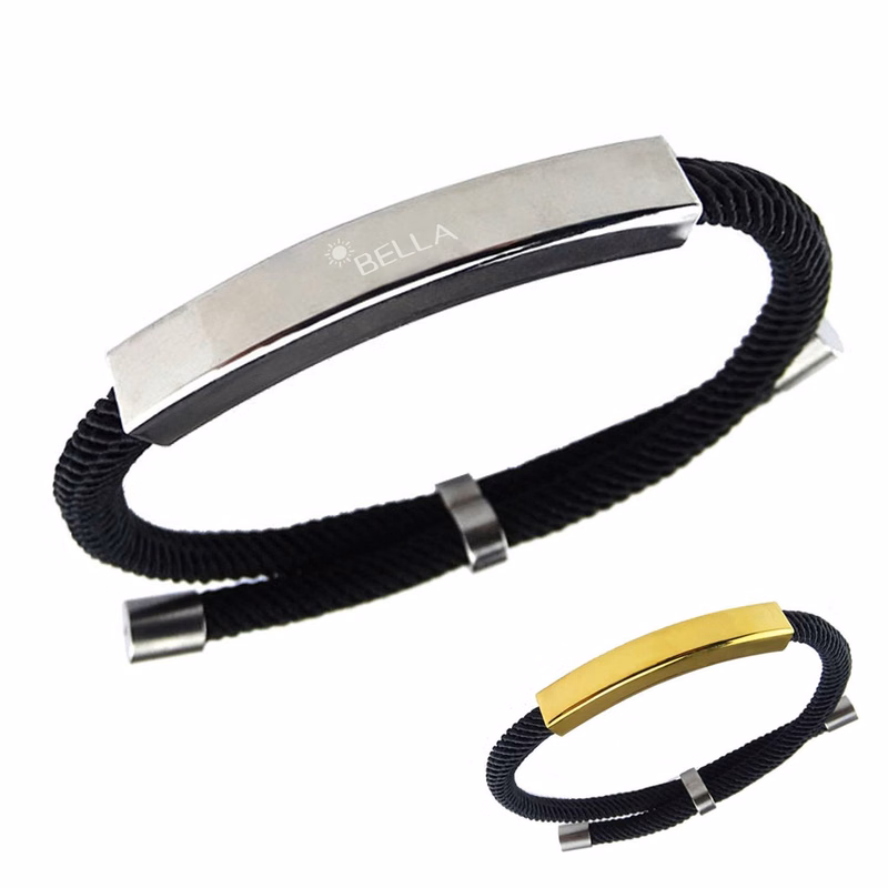 Stainless Steel Braided Cotton Rope Bracelet