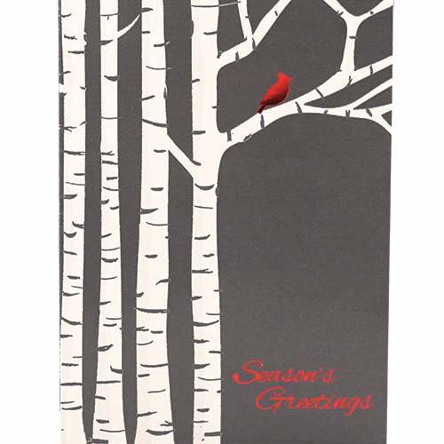 Classic Cardinal in the Birch Holiday Greeting Card