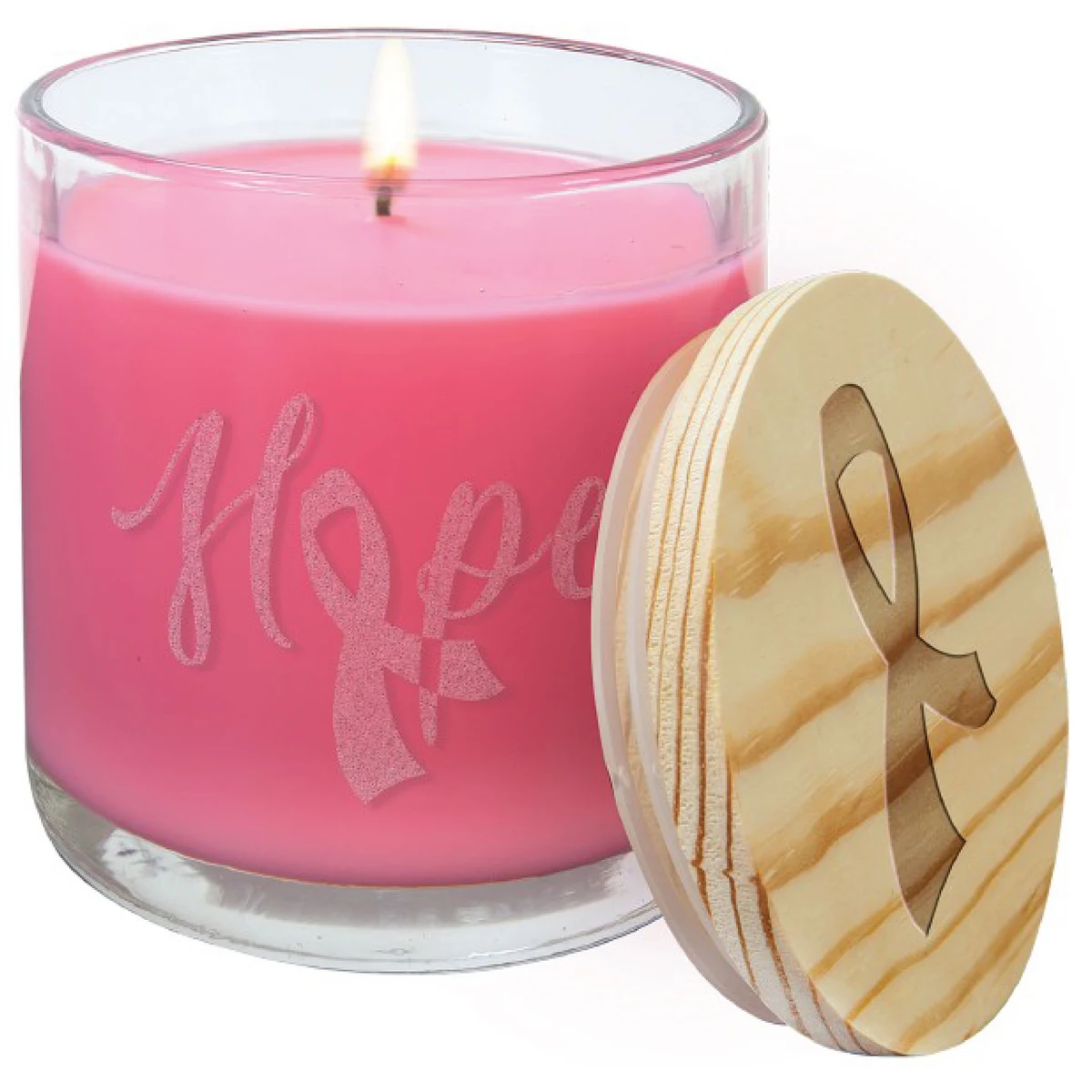 14oz Peony Rose Candle in Glass Holder w/ Wood Lid 1